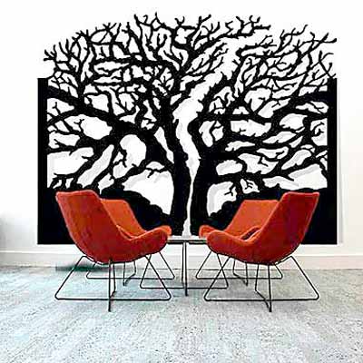 Mural decorativo de parede em metal