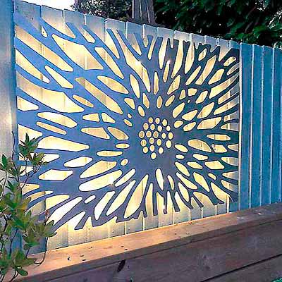 Muro com efeito madeira em metal